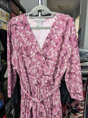 Lark + Grey Purple Floral Long Sleeve Dress Size XL